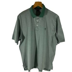 Polo Golf Shirt Green White Striped Large